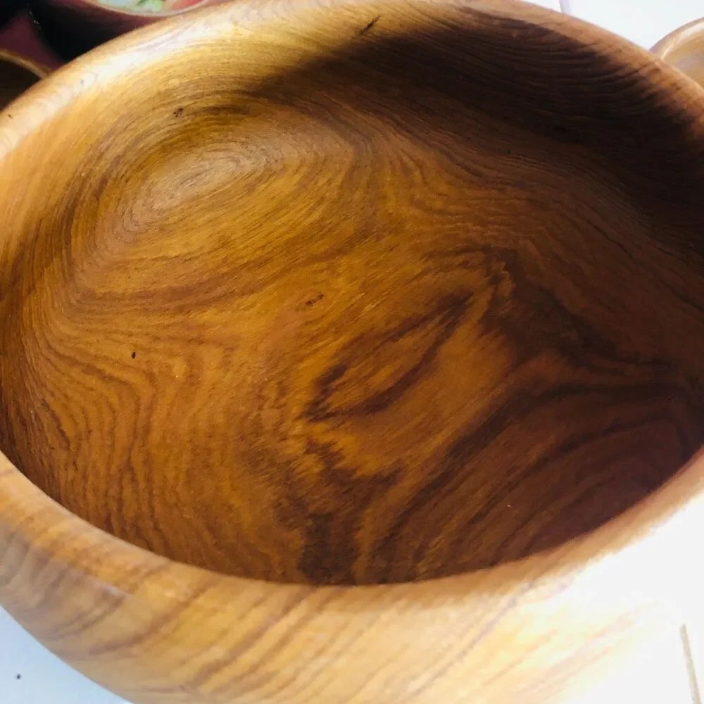 Vintage Dolphin Teak Wood Salad Bowl Set 7 Pc Mid Century Modern Thailand